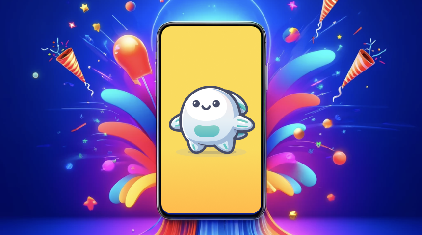 flowbuddy on smartphonescreen with party items around the phone