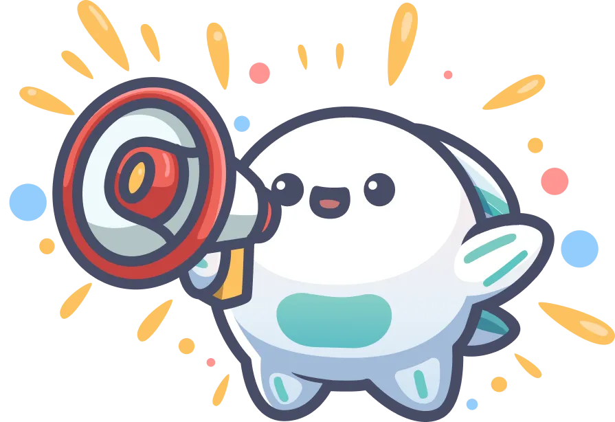 FlowBuddy mascot with megaphone