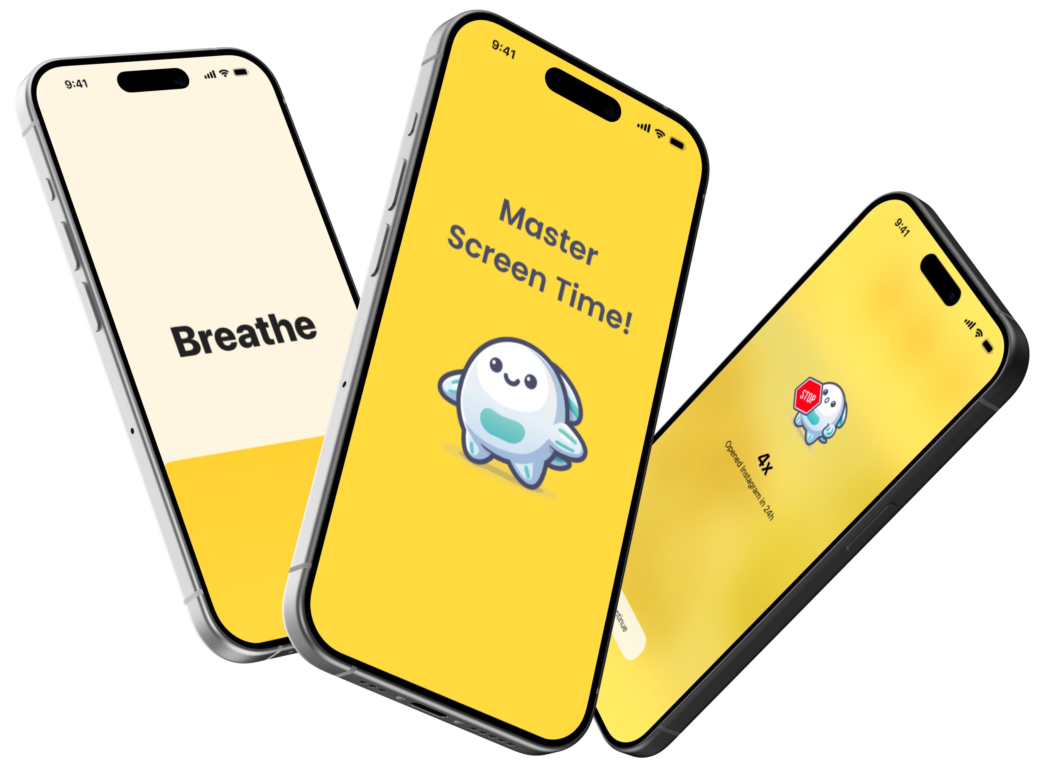 FlowBuddy App Preview on three iPhone Pro Screens.